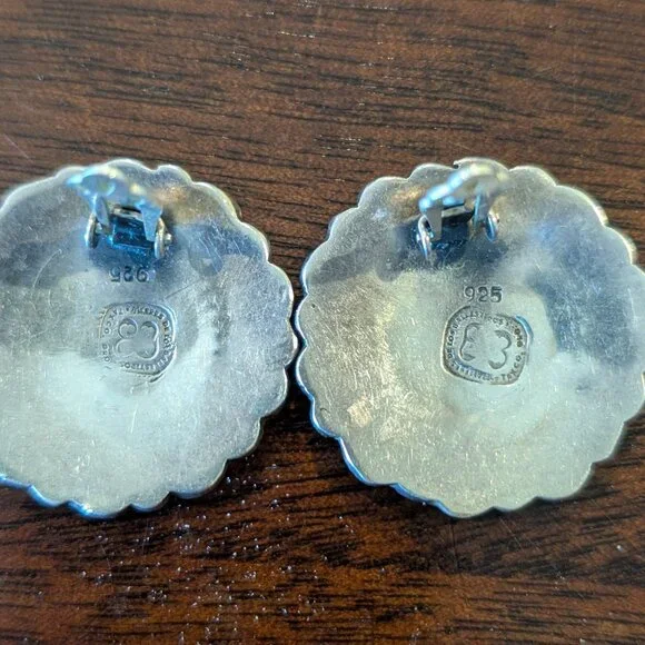 Vintage Taxco 925 Sterling Silver Clip-On Earrings – Signed Talleres de los Ball - Picture 7 of 11